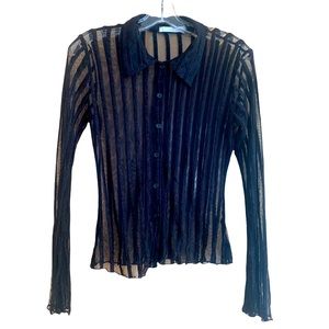 Charlotte Russe ladies black, muffle knit, button down, lace top. Fits sz small